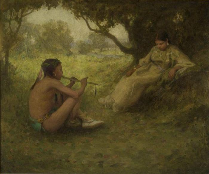 Eanger Irving Couse Lovers (Indian Love Song) Sweden oil painting art
